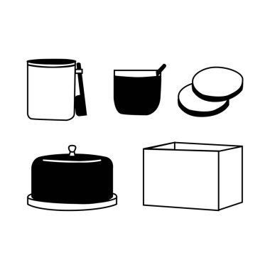 Kilerinizin görsel cazibesini bu kapsamlı vektör setiyle optimize edin, kavanoz kapakları, kavanoz kapakları, kavanozlar, kek deposu, yemek tarifi kutusu ve kahve kutusu gibi temel kiler organizasyonu unsurları içerir..