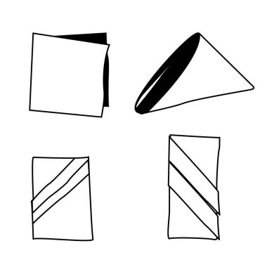 Masa, yemek ve olay temalı tasarım projeleri için ideal dört peçeteden oluşan bir vektör koleksiyonu.