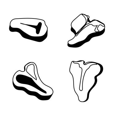 Mutfak sanatında en iyi deneyimi bu vektör illüstrasyonuyla yaşayın. Dört lezzetli T-Bone bifteği. Gurme yemeği hissini aktarmak için mükemmel..