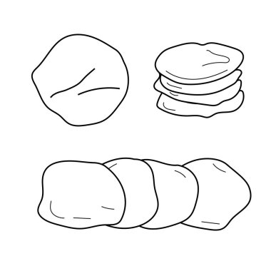 Zarif Pita Ekmek Vektörü Çizgisi - Tek Renkli Akdeniz Tedavisi (124) Mutfak tasarımları için idealdir, bu tek renkli çizim bu Akdeniz tedavisinin basitliğini ve çok yönlülüğünü yakalar.