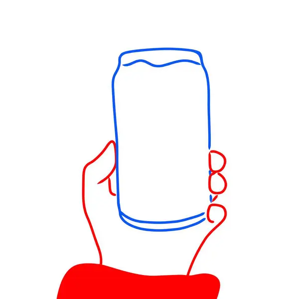 Ferahlatıcı İçecek: Elde Tutulan Soda Kutusu (Kırmızı & Mavi) Vektörü