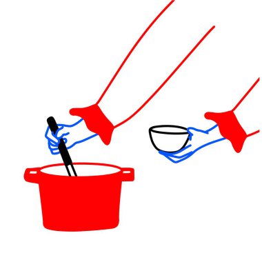 El Çorbası Tencereden Bowling Vektörüne İllüstrasyon