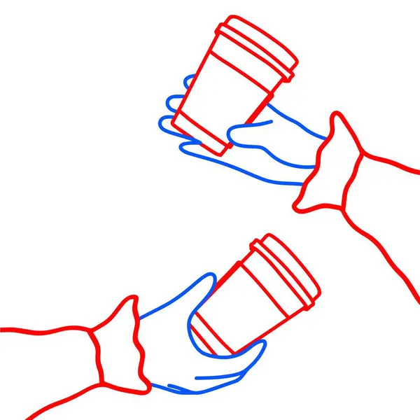 Hand Vector Holding Kahve Kupası İllüstrasyonu