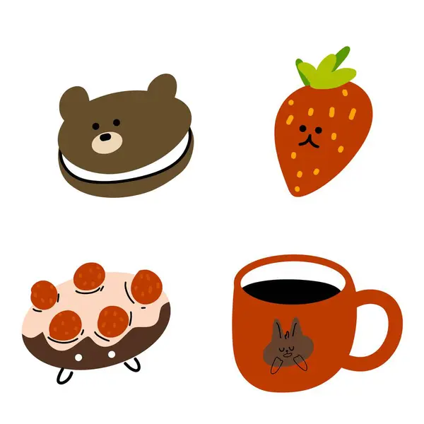 Bear, Donut, Coffee, Strawberry (124); Four Funny Illustration (124); Summer Actitivity (124); Piknik