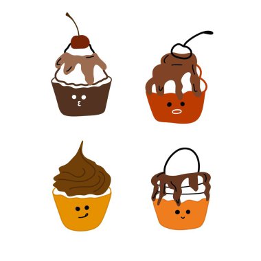 Neşeli İkramlar: Toplama ve Neşeli Yüzlü Sevimli Kekler