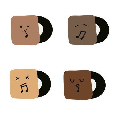 Musical Moods: Expressive Faces and Notes clipart
