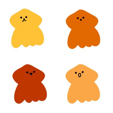 Tapılası Mürekkep Balığı Çizimleri- 124- Şirin El Çizimleri - 124- Yaratıcı Tasarım İçin - 124- Minimalist Tasarım