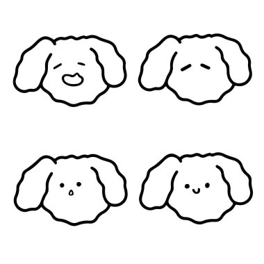 El Çizimi Köpek Karalamaları Duygusal Yüzlü İfade Eden Sanat Yavruları