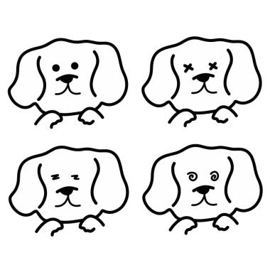 Sembolik Emoji Yüzlü Çizgi Sanat Yavruları