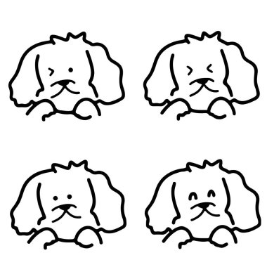 Köpek Emoji Çıkartmaları: Yazdırma için Duygusal Yüzlü Çizgi Sanat Yavruları Oluştur