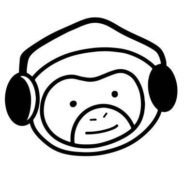 Şirin Çizgi Maymun Vektör İllüstrasyonu--124-- Minimalist Stil