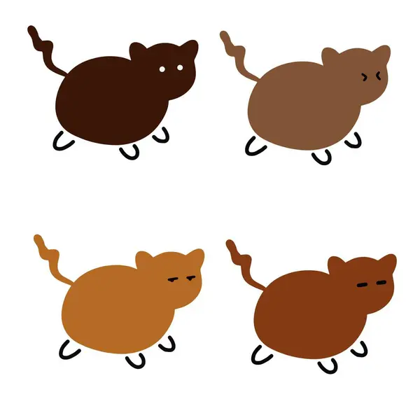 Şirin Çizgi Film Kedi Vektörü İllüstrasyonu: 124- Minimalist Stil