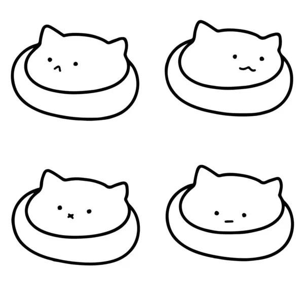 Şirin Çizgi Film Kedi Vektörü İllüstrasyonu: 124- Minimalist Stil