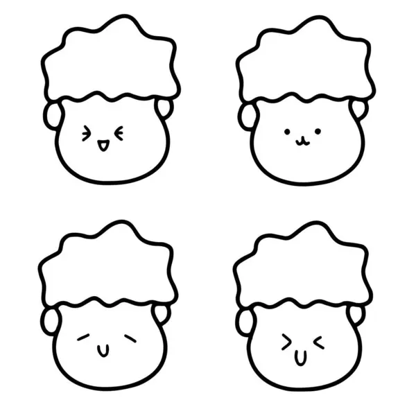 Çeşitli İfadeleri olan Vektör Çocuğun Yüzü (124; Doodle Style - 124; Şirin & Minimalist