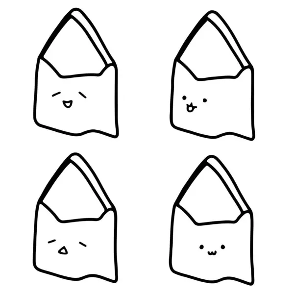 Çeşitli İfadeleri olan Vektör Torbaları (124); Doodle Biçimi (124); Şirin ve Minimalist