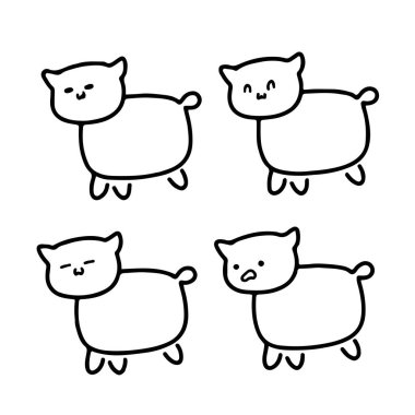 Kedi Vektörü: 124; Doodle Biçimi: 124; Şirin ve Minimalist