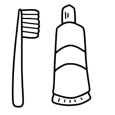 Tapılası Diş fırçası ve Diş macunu Vektör 124; Şirin Minimalist Tasarım