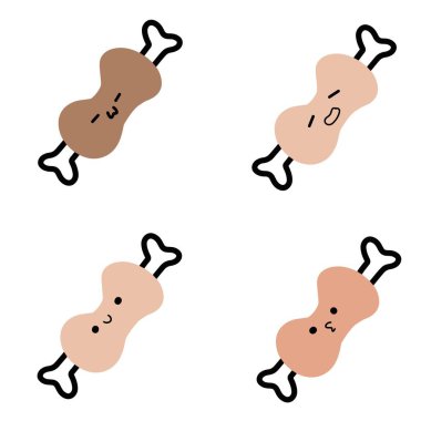 Pastel Isırılmış Et Kemiği Vektörü: 124; Çeşitli İfadeler: 124; Şirin Çizgi Sanatı - 124; Minimalist Tasarım (4 Vektör)