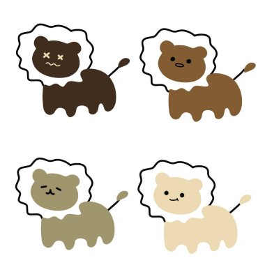 Şirin Aslan Vektörü (124; Çeşitli İfadeler (124); Minimalist Tasarım (124; 4 Vektör)