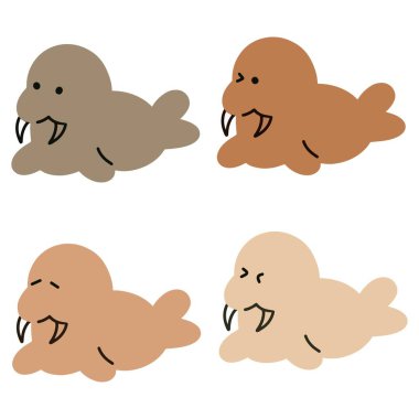 Şirin Deniz Aygırı Vektörleri (124; Pastel Renkleri (124); Çeşitli İfadeler (124; Minimalist Tasarım (124; 4 Vektör)