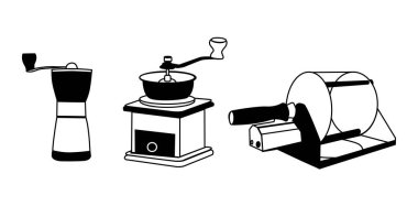 Kahve seti illüstrasyonu: 124; Kafe ve Kahve Temalı Tasarımlar için Minimalist Doodle Vektörü