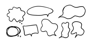 Konuşma Baloncuğu Set İllüstrasyonu: 124; İletişim ve Grafiksel Tasarımlar için Minimalist Doodle Vektörü