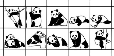 Adorable Panda Illustration Set: Hand-Drawn Minimalist Clipart clipart