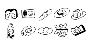 Sevimli Kedi x Ekmek İllüstrasyonu Minimalist Siyah & Beyaz Dijital Sanat