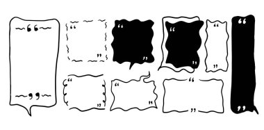 Alıntı Kutusu / Diyalog Kutusu İllüstrasyonu El Çizimi Konuşma Kabarcıklarını Ayarla