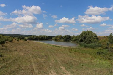 Nehir peyzaj ağaçları ile