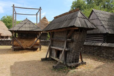 Sazlı çatılı geleneksel Romen evi