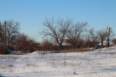 Bir Rus köyünün kış manzarası