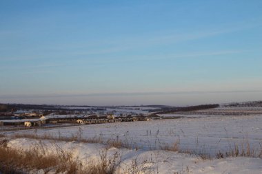 Kar ve ağaçlarla kaplı kış manzarası