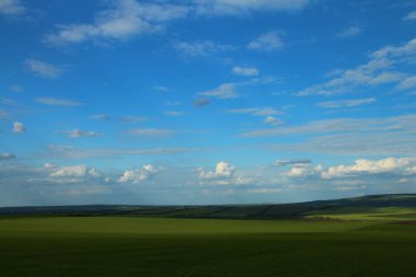 Mavi gökyüzü ile yeşil alan.
