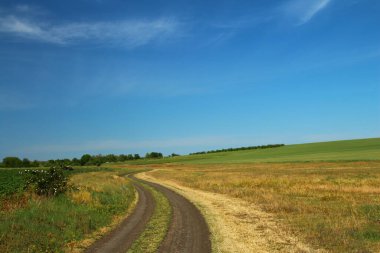 Kırsalda geniş bir yolu olan güzel bir manzara.
