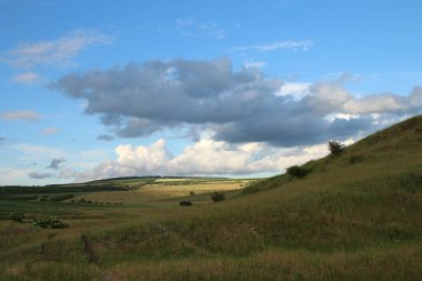 yeşil alan ve bulutlu gökyüzü manzara