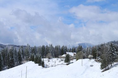 Dağlarda kış manzarası