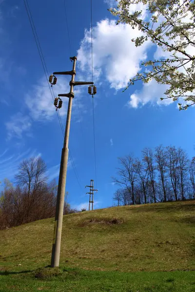 Çayırdaki elektrik direği
