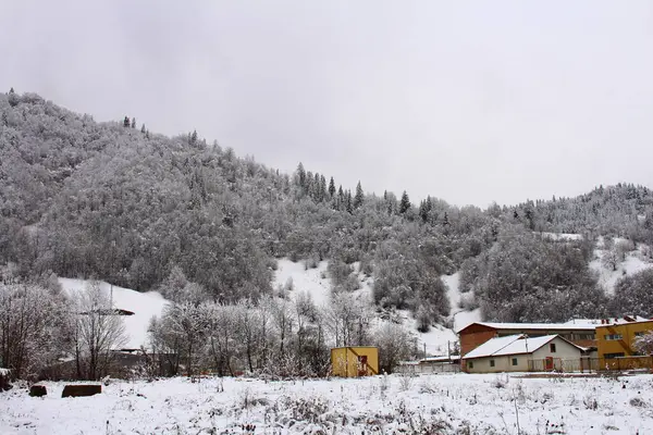 Kış dağ köyü manzara