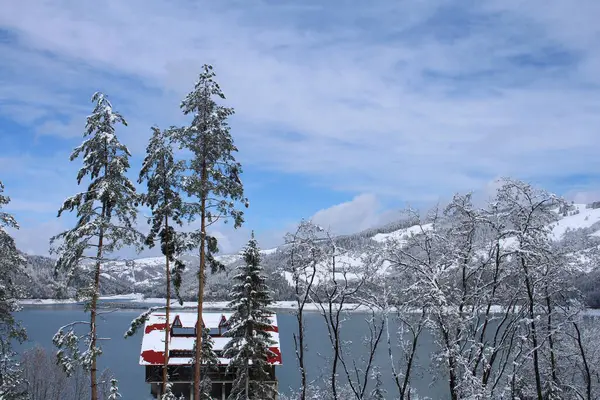 Dağlar ve karla kaplı güzel bir manzara.