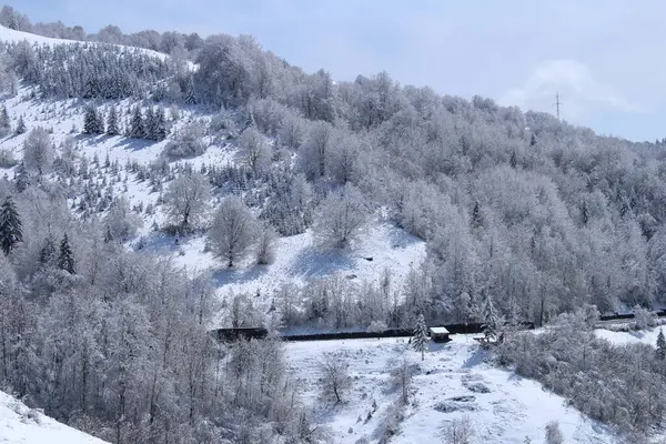 Dağlarda kış manzarası