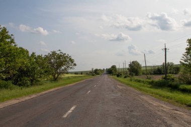 asfalt yol ve yeşil alanlar