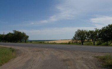 asfalt yol ve tarlalar