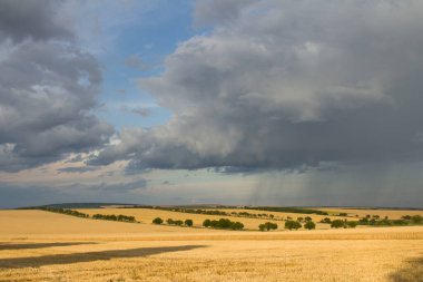 dramatik bulutlar ve yağmur tarlaların üzerinde