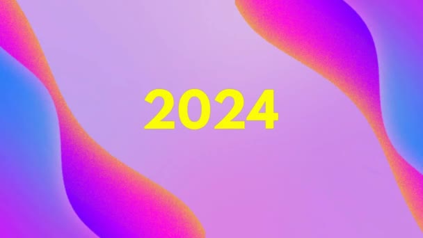 Bonne Année 2024 Fond Avec Des Vagues Néon Coloré Mouvement — Video
