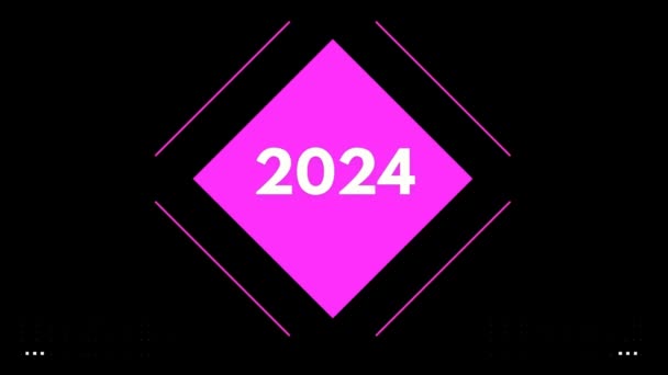 Bonne Année 2024 Fond Rose 2024 Heureux Nouvel Fond Noir — Video