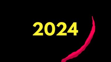 Kırmızı Kalp animasyonuyla mutlu yıllar 2024. Yeni yıl 2024..