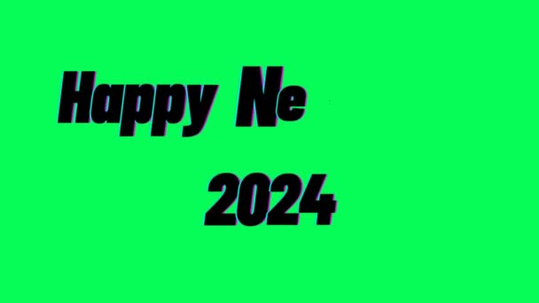 Feliz Ano Novo 2024 Glitch Style Green Screen New Year — Vídeo de Stock