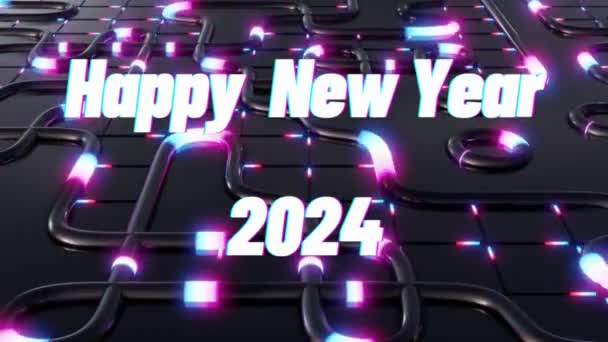 Bonne Année 2024 Fond Avec Des Lumières Néon Coloré Mouvement — Video