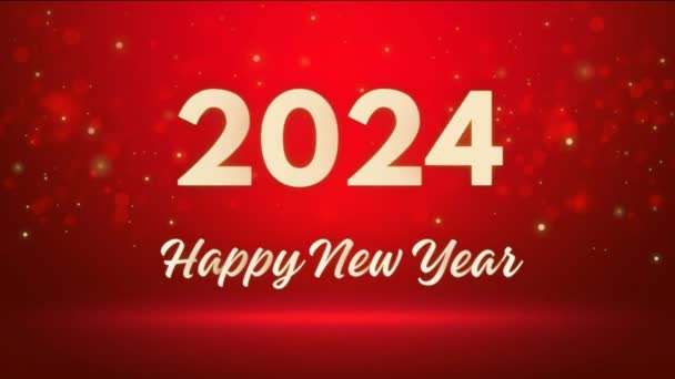 2024 Feliz Año Nuevo 2024 Con Hermoso Fondo Rojo Nuevo — Vídeos de Stock